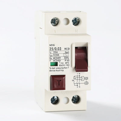 Dispositivo actual residual IP40 30ma 63a 2 poste RCD 100ma 300ma de la serie de NFIN