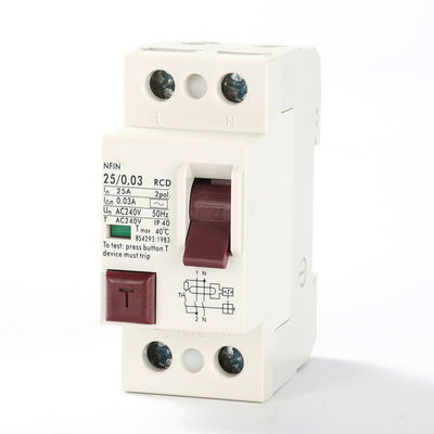 Dispositivo actual residual IP40 30ma 63a 2 poste RCD 100ma 300ma de la serie de NFIN